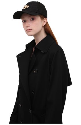 Женская бейсболка из хлопка и шелка DOLCE & GABBANA черного цвета по цене 43200 руб., арт. FH590Z/FJMPG | Фото 2 Женская бейсболка из хлопка и шелка DOLCE & GABBANA черного цвета, арт. FH590Z/FJMPG | Фото 2