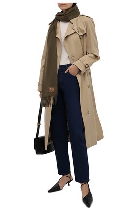 Женский кашемировый шарф LOEWE хаки цвета по цене 35400 руб., арт. F000914X04 | Фото 2 Женский кашемировый шарф LOEWE хаки цвета, арт. F000914X04 | Фото 2