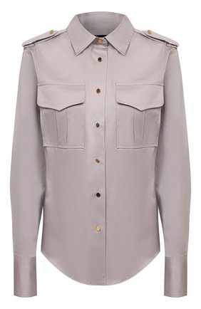 Женская хлопковая рубашка TOM FORD серого цвета по цене 111500 руб., арт. CA3201-FAX838 | Фото 1 Женская хлопковая рубашка TOM FORD серого цвета, арт. CA3201-FAX838 | Фото 1 (Рукава: Длинные; Материал внешний: Хлопок; Длина (для топов): Стандартные; Женское Кросс-КТ: Рубашка-одежда; Стили: Кэжуэл; Принт: Без принта)
