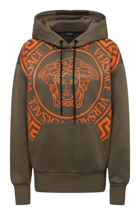 Женский хлопковое худи VERSACE хаки цвета по цене 71600 руб., арт. 1001578/1A01174 | Фото 1 Женский хлопковое худи VERSACE хаки цвета, арт. 1001578/1A01174 | Фото 1 (Рукава: Длинные; Материал внешний: Синтетический материал, Хлопок; Длина (для топов): Стандартные; Женское Кросс-КТ: Худи-одежда; Стили: Спорт-шик)