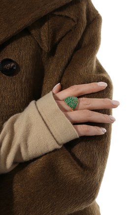 Женское кольцо BOTTEGA VENETA изумрудного цвета по цене 51350 руб., арт. 665756/VX821 | Фото 2 Женское кольцо BOTTEGA VENETA изумрудного цвета, арт. 665756/VX821 | Фото 2