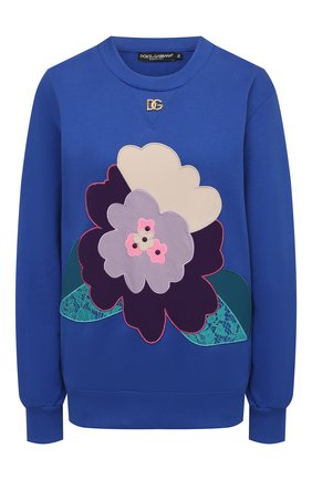 Женский хлопковый свитшот DOLCE & GABBANA синего цвета по цене 69950 руб., арт. F9K48Z/G7BBR | Фото 1 Женский хлопковый свитшот DOLCE & GABBANA синего цвета, арт. F9K48Z/G7BBR | Фото 1 (Длина (для топов): Стандартные; Рукава: Длинные; Материал внешний: Хлопок; Женское Кросс-КТ: Свитшот-одежда; Стили: Романтичный)