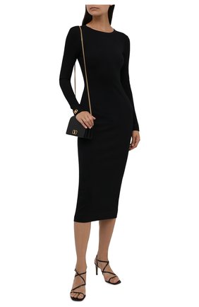 Женское платье из вискозы DOLCE & GABBANA черного цвета по цене 128500 руб., арт. F6R6MT/FUGKG | Фото 2 Женское платье из вискозы DOLCE & GABBANA черного цвета, арт. F6R6MT/FUGKG | Фото 2 (Длина Ж (юбки, платья, шорты): Миди; Материал внешний: Вискоза; Рукава: Длинные; Женское Кросс-КТ: Платье-одежда; Стили: Романтичный, Кэжуэл; Случай: Формальный)