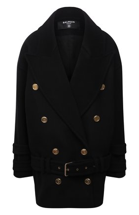 Женское шерстяное пальто BALMAIN черного цвета по цене 182500 руб., арт. WF1UA005/W006 | Фото 1 Женское шерстяное пальто BALMAIN черного цвета, арт. WF1UA005/W006 | Фото 1
