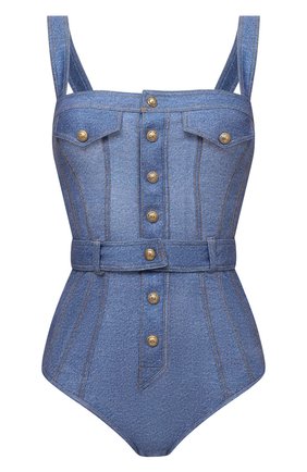 Женский слитный купальник BALMAIN голубого цвета по цене 67450 руб., арт. BKBG40560 | Фото 1 Женский слитный купальник BALMAIN голубого цвета, арт. BKBG40560 | Фото 1
