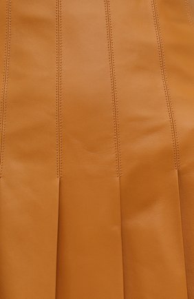 Женская кожаная юбка LORO PIANA желтого цвета, арт. FAL7299 | Фото 5 (Женское Кросс-КТ: Юбка-одежда; Длина Ж (юбки, платья, шорты): Миди; Материал внешний: Натуральная кожа; Материал подклада: Шелк; Стили: Кэжуэл)