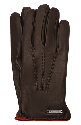 Мужские кожаные перчатки CORNELIANI темно-коричневого цвета, арт. 88Q338-1820575/00 | Фото 1 (Мужское Кросс-КТ: Кожа и замша; Материал: Натуральная кожа)