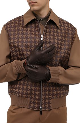 Мужские кожаные перчатки CORNELIANI темно-коричневого цвета, арт. 88Q338-1820575/00 | Фото 2 (Мужское Кросс-КТ: Кожа и замша; Материал: Натуральная кожа)