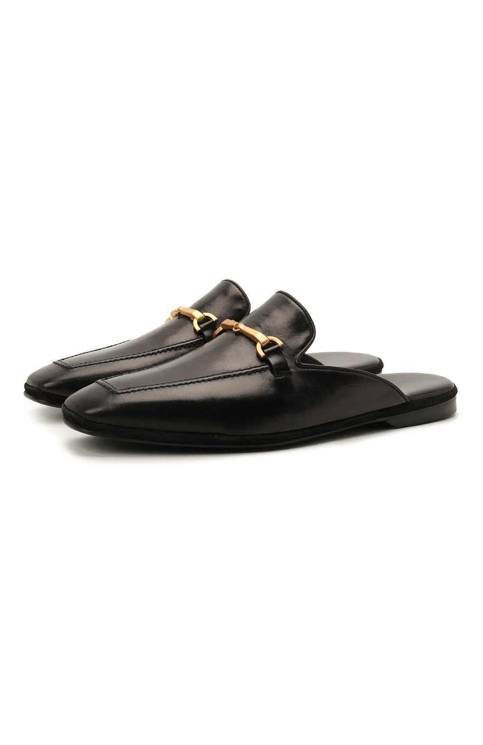 Мужского кожаные домашние туфли FARFALLA черного цвета, арт. D4XAM | Фото 1 (Материал внешний: Кожа; Материал внутренний: Натуральная кожа; Длина стельки: 28; Мужское Кросс-КТ: тапочки-обувь)