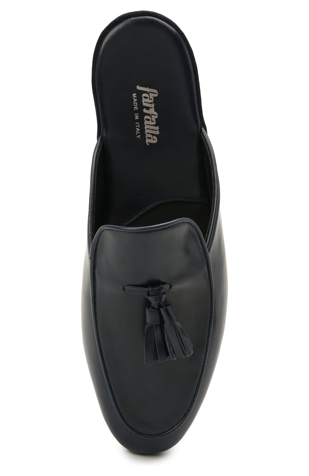 Мужского кожаные домашние туфли FARFALLA темно-синего цвета, арт. G61N | Фото 5 (Материал внешний: Кожа; Материал внутренний: Натуральная кожа; Мужское Кросс-КТ: тапочки-обувь)