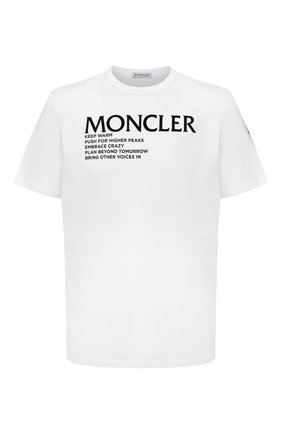 Мужская хлопковая футболка MONCLER белого цвета по цене 20200 руб., арт. G2-091-8C000-42-8390T | Фото 1 Мужская хлопковая футболка MONCLER белого цвета, арт. G2-091-8C000-42-8390T | Фото 1