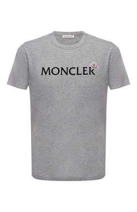Мужская хлопковая футболка MONCLER серого цвета по цене 19100 руб., арт. G2-091-8C000-22-8390T | Фото 1 Мужская хлопковая футболка MONCLER серого цвета, арт. G2-091-8C000-22-8390T | Фото 1