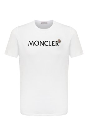 Мужская хлопковая футболка MONCLER белого цвета по цене 19100 руб., арт. G2-091-8C000-22-8390T | Фото 1 Мужская хлопковая футболка MONCLER белого цвета, арт. G2-091-8C000-22-8390T | Фото 1 (Материал внешний: Хлопок; Рукава: Короткие; Принт: С принтом; Стили: Кэжуэл; Длина (для топов): Стандартные)