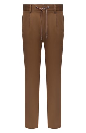 Мужские хлопковые брюки MONCLER коричневого цвета, арт. G2-091-2A000-05-54A1U | Фото 1 (Материал внешний: Хлопок; Длина (брюки, джинсы): Стандартные; Случай: Повседневный; Стили: Кэжуэл)