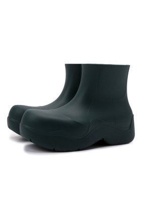 Мужские резиновые сапоги puddle BOTTEGA VENETA темно-зеленого цвета, арт. 640043/V00P0 | Фото 1 (Кросс-КТ: резиновые; Материал внутренний: Натуральная кожа, Текстиль; Материал внешний: Резина; Мужское Кросс-КТ: Сапоги-обувь; Подошва: Плоская; Материал утеплителя: Без утеплителя; Длина стельки: 28,7)