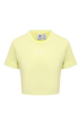 Женская хлопковая футболка ADIDAS ORIGINALS желтого цвета по цене 2130 руб., арт. H37884 | Фото 1 Женская хлопковая футболка ADIDAS ORIGINALS желтого цвета, арт. H37884 | Фото 1 (Материал внешний: Хлопок; Рукава: Короткие; Длина (для топов): Укороченные; Стили: Спорт-шик; Принт: Без принта; Женское Кросс-КТ: Футболка-спорт)