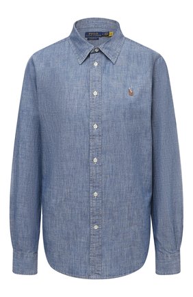 Женская хлопковая рубашка POLO RALPH LAUREN голубого цвета по цене 11900 руб., арт. 211806182 | Фото 1 Женская хлопковая рубашка POLO RALPH LAUREN голубого цвета, арт. 211806182 | Фото 1