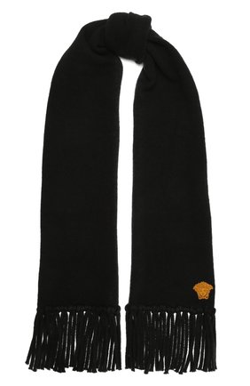 Женский шарф VERSACE черного цвета, арт. 1001617/1A01261 | Фото 1 (Материал: Текстиль, Шелк, Шерсть)