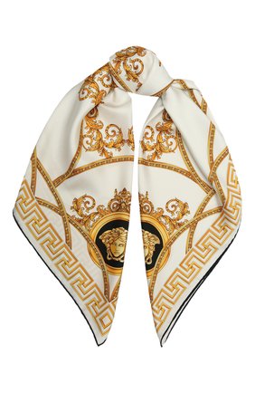 Женский шелковый платок VERSACE белого цвета по цене 39950 руб., арт. 1001600/1A01278 | Фото 1 Женский шелковый платок VERSACE белого цвета, арт. 1001600/1A01278 | Фото 1