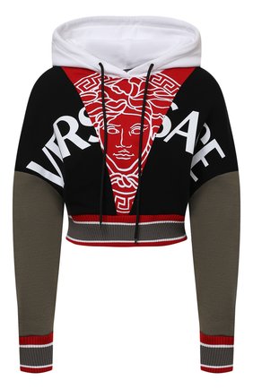 Женский худи VERSACE разноцветного цвета по цене 109500 руб., арт. 1000780/1A01105 | Фото 1 Женский худи VERSACE разноцветного цвета, арт. 1000780/1A01105 | Фото 1 (Материал внешний: Синтетический материал, Хлопок; Рукава: Длинные; Длина (для топов): Укороченные; Стили: Спорт-шик; Женское Кросс-КТ: Худи-одежда)
