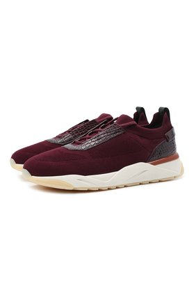 Мужские текстильные кроссовки с отделкой из кожи аллигатора SANTONI бордового цвета по цене 72000 руб., арт. MBI021602WTMNHCCB40 | Фото 1 Мужские текстильные кроссовки с отделкой из кожи аллигатора SANTONI бордового цвета, арт. MBI021602WTMNHCCB40 | Фото 1 (Материал внутренний: Натуральная кожа, Текстиль; Подошва: Массивная; Материал внешний: Текстиль, Экзотическая кожа, Кожа; Стили: Классический; Материал утеплителя: Без утеплителя; Длина стельки: 28,5, 30, 29,1, 26,5, 28,3, 30,2, 27,6, 28, 24,2, 24,7, 25,1, 25,5, 25,9, 26,4, 26,8, 27,2; толщина подошвы: 4,5, 4,2, 4,4; ширина носка стельки: 9,7, 9,8, 8,9, 9,2, 9,3, 9,5)