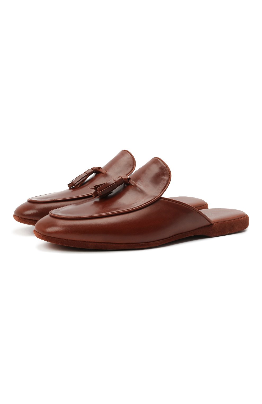 Мужского кожаные домашние туфли FARFALLA коричневого цвета, арт. G61N | Фото 1 (Материал внешний: Кожа; Материал внутренний: Натуральная кожа; Мужское Кросс-КТ: тапочки-обувь)