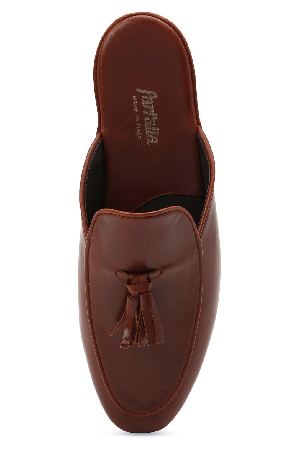 Мужского кожаные домашние туфли FARFALLA коричневого цвета, арт. G61N | Фото 5 (Материал внешний: Кожа; Материал внутренний: Натуральная кожа; Мужское Кросс-КТ: тапочки-обувь)