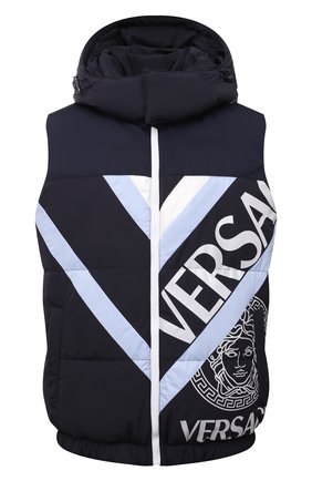 Мужской двусторонний жилет VERSACE темно-синего цвета по цене 143000 руб., арт. 1001315/1A00691 | Фото 1 Мужской двусторонний жилет VERSACE темно-синего цвета, арт. 1001315/1A00691 | Фото 1