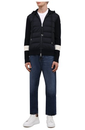 Мужской комбинированный кардиган MONCLER темно-синего цвета по цене 89800 руб., арт. G2-091-9B000-08-M1131 | Фото 2 Мужской комбинированный кардиган MONCLER темно-синего цвета, арт. G2-091-9B000-08-M1131 | Фото 2