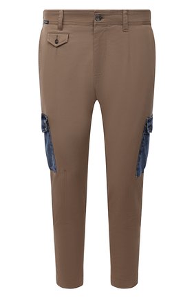 Мужские хлопковые брюки-карго DOLCE & GABBANA бежевого цвета, арт. GWTUEZ/GEM25 | Фото 1 (Длина (брюки, джинсы): Стандартные; Материал внешний: Хлопок; Случай: Повседневный; Силуэт М (брюки): Карго; Стили: Кэжуэл)