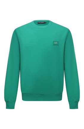 Мужской хлопковый свитшот DOLCE & GABBANA зеленого цвета по цене 42850 руб., арт. G9PD3T/FU7DU | Фото 1 Мужской хлопковый свитшот DOLCE & GABBANA зеленого цвета, арт. G9PD3T/FU7DU | Фото 1 (Материал внешний: Хлопок; Мужское Кросс-КТ: свитшот-одежда; Принт: Без принта; Стили: Спорт-шик; Длина (для топов): Стандартные; Рукава: Длинные)