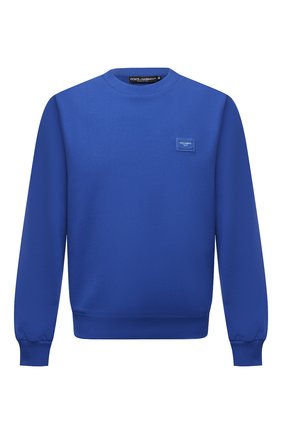 Мужской хлопковый свитшот DOLCE & GABBANA синего цвета по цене 42850 руб., арт. G9PD3T/FU7DU | Фото 1 Мужской хлопковый свитшот DOLCE & GABBANA синего цвета, арт. G9PD3T/FU7DU | Фото 1 (Материал внешний: Хлопок; Мужское Кросс-КТ: свитшот-одежда; Принт: Без принта; Стили: Спорт-шик; Длина (для топов): Стандартные; Рукава: Длинные)