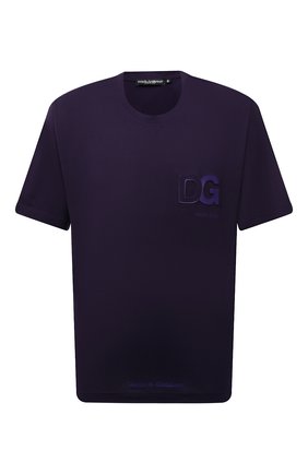 Мужская хлопковая футболка DOLCE & GABBANA фиолетового цвета, арт. G8NB3Z/FU7EQ | Фото 1 (Материал внешний: Хлопок; Рукава: Короткие; Принт: Без принта; Стили: Спорт-шик; Длина (для топов): Стандартные)