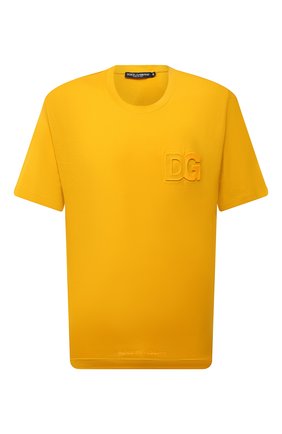 Мужская хлопковая футболка DOLCE & GABBANA желтого цвета по цене 42850 руб., арт. G8NB3Z/FU7EQ | Фото 1 Мужская хлопковая футболка DOLCE & GABBANA желтого цвета, арт. G8NB3Z/FU7EQ | Фото 1 (Материал внешний: Хлопок; Рукава: Короткие; Принт: Без принта; Стили: Спорт-шик; Длина (для топов): Стандартные)