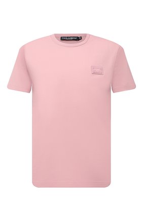 Мужская хлопковая футболка DOLCE & GABBANA светло-розового цвета по цене 26950 руб., арт. G8KJ9T/FU7EQ | Фото 1 Мужская хлопковая футболка DOLCE & GABBANA светло-розового цвета, арт. G8KJ9T/FU7EQ | Фото 1 (Материал внешний: Хлопок; Рукава: Короткие; Принт: Без принта; Стили: Спорт-шик; Длина (для топов): Стандартные)