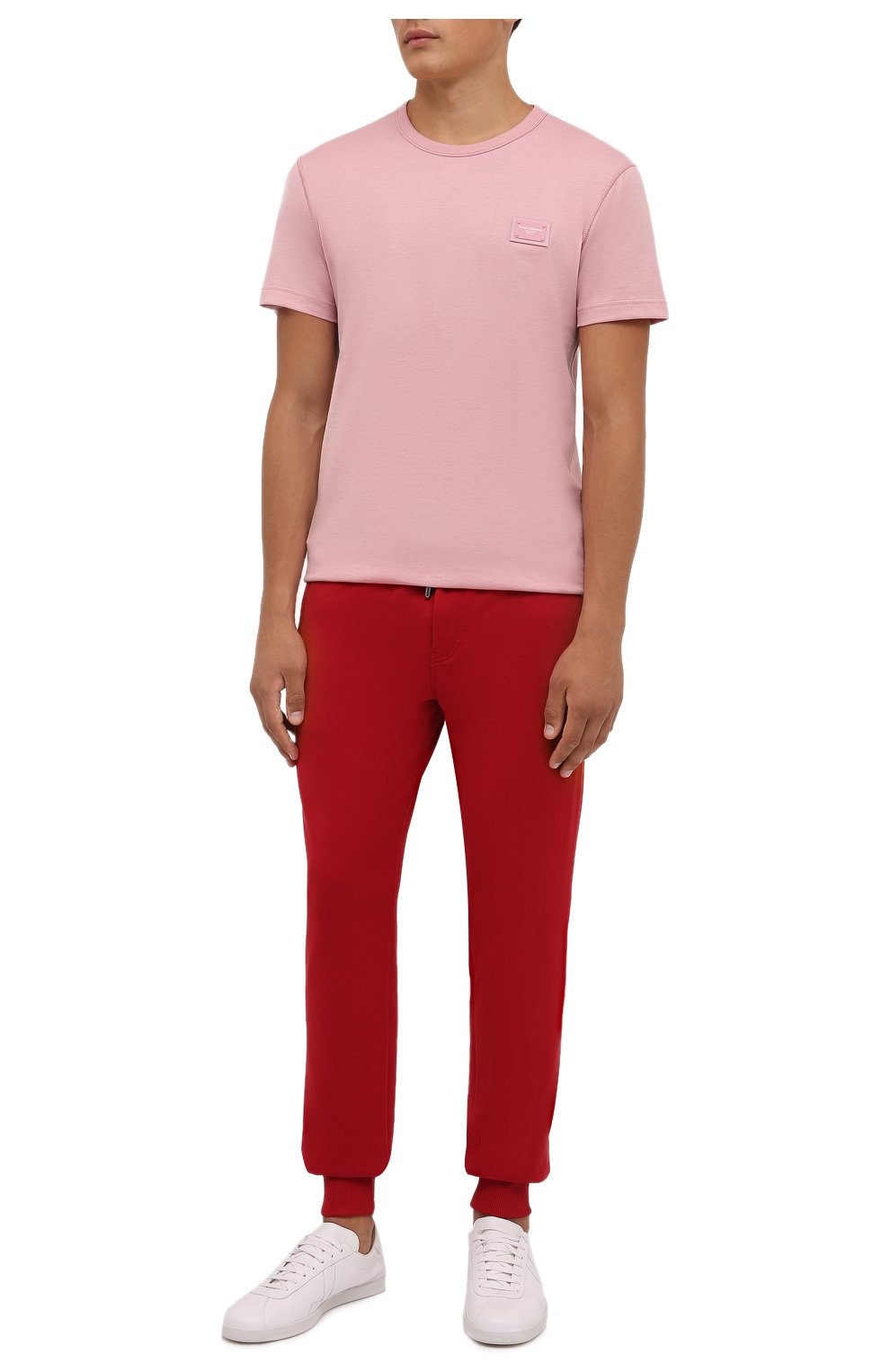 Мужская хлопковая футболка DOLCE & GABBANA светло-розового цвета, арт. G8KJ9T/FU7EQ | Фото 2 (Принт: Без принта; Рукава: Короткие; Длина (для топов): Стандартные; Материал внешний: Хлопок; Стили: Спорт-шик)