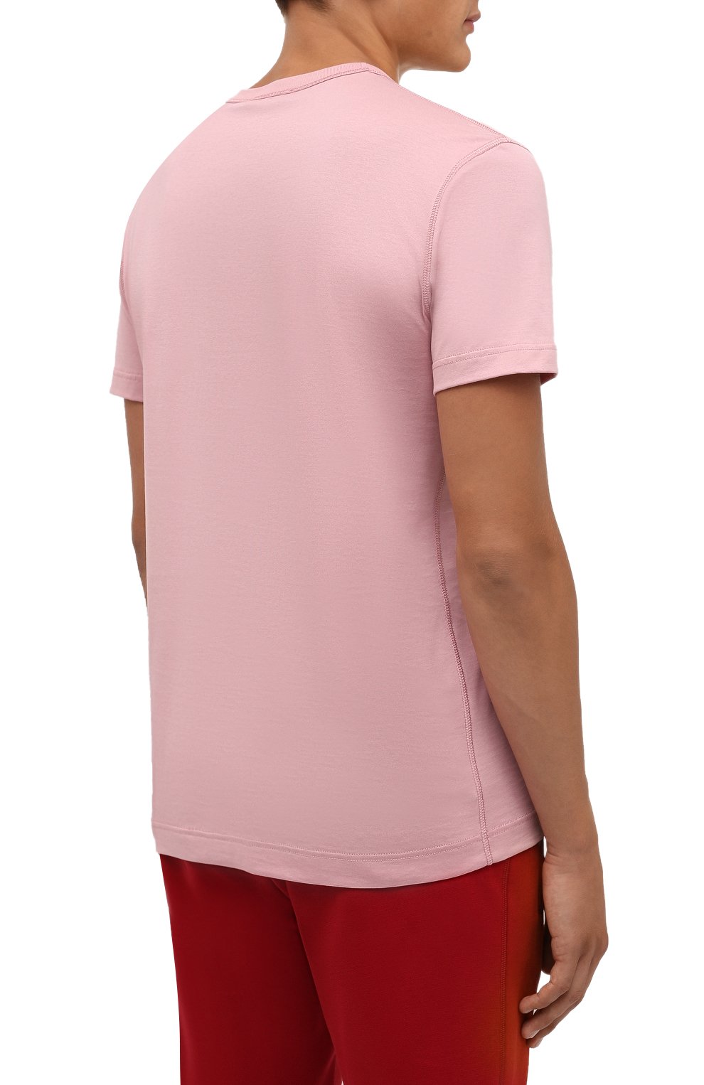 Мужская хлопковая футболка DOLCE & GABBANA светло-розового цвета, арт. G8KJ9T/FU7EQ | Фото 4 (Принт: Без принта; Рукава: Короткие; Длина (для топов): Стандартные; Материал внешний: Хлопок; Стили: Спорт-шик)