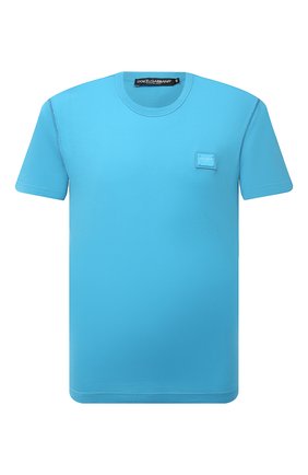 Мужская хлопковая футболка DOLCE & GABBANA голубого цвета по цене 36300 руб., арт. G8KJ9T/FU7EQ | Фото 1 Мужская хлопковая футболка DOLCE & GABBANA голубого цвета, арт. G8KJ9T/FU7EQ | Фото 1 (Материал внешний: Хлопок; Рукава: Короткие; Принт: Без принта; Стили: Спорт-шик; Длина (для топов): Стандартные)
