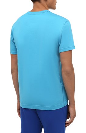 Мужская хлопковая футболка DOLCE & GABBANA голубого цвета, арт. G8KJ9T/FU7EQ | Фото 4 (Принт: Без принта; Рукава: Короткие; Длина (для топов): Стандартные; Материал внешний: Хлопок; Стили: Спорт-шик)