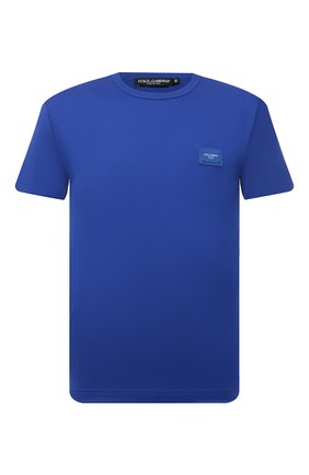 Мужская хлопковая футболка DOLCE & GABBANA синего цвета, арт. G8KJ9T/FU7EQ | Фото 1 (Материал внешний: Хлопок; Рукава: Короткие; Стили: Спорт-шик; Длина (для топов): Стандартные; Принт: Без принта)