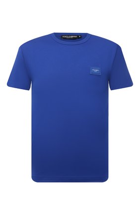 Мужская хлопковая футболка DOLCE & GABBANA синего цвета по цене 36300 руб., арт. G8KJ9T/FU7EQ | Фото 1 Мужская хлопковая футболка DOLCE & GABBANA синего цвета, арт. G8KJ9T/FU7EQ | Фото 1 (Материал внешний: Хлопок; Рукава: Короткие; Стили: Спорт-шик; Длина (для топов): Стандартные; Принт: Без принта)
