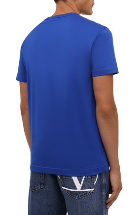 Мужская хлопковая футболка DOLCE & GABBANA синего цвета, арт. G8KJ9T/FU7EQ | Фото 4 (Принт: Без принта; Рукава: Короткие; Длина (для топов): Стандартные; Материал внешний: Хлопок; Стили: Спорт-шик)