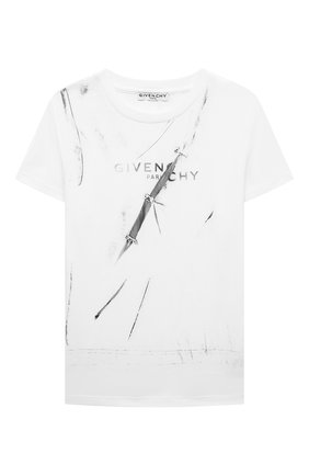 Детская хлопковая футболка GIVENCHY белого цвета по цене 16500 руб., арт. H25301 | Фото 1 Детская хлопковая футболка GIVENCHY белого цвета, арт. H25301 | Фото 1