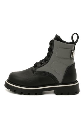 Детские кожаные ботинки MSGM KIDS черного цвета по цене 35200 руб., арт. 69185/RANGER/RIFRANGENT./18-27 | Фото 2 Детские кожаные ботинки MSGM KIDS черного цвета, арт. 69185/RANGER/RIFRANGENT./18-27 | Фото 2 (Материал утеплителя: Натуральный мех; Материал внешний: Кожа; Длина стельки: 17,8)