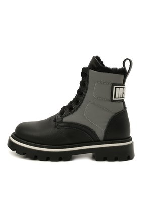 Детские кожаные ботинки MSGM KIDS черного цвета по цене 38600 руб., арт. 69185/RANGER/RIFRANGENT./28-35 | Фото 2 Детские кожаные ботинки MSGM KIDS черного цвета, арт. 69185/RANGER/RIFRANGENT./28-35 | Фото 2 (Материал утеплителя: Натуральный мех; Материал внешний: Кожа; Длина стельки: 19,5)