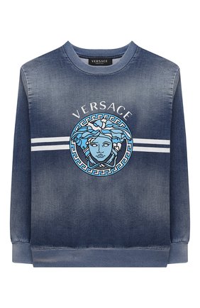 Детский хлопковый свитшот VERSACE голубого цвета по цене 23800 руб., арт. 1000049/1A00497/8A-14A | Фото 1 Детский хлопковый свитшот VERSACE голубого цвета, арт. 1000049/1A00497/8A-14A | Фото 1 (Рукава: Длинные; Материал внешний: Хлопок; Мальчики Кросс-КТ: Толстовка-одежда; Ростовка одежда: 10 - 11 лет | 140 - 146см, 12 лет | 152 см, 16 лет | 164 см, 8 лет | 128 см)