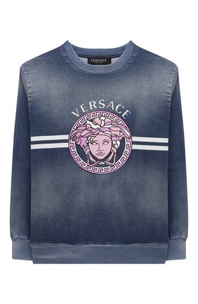 Детский хлопковый свитшот VERSACE голубого цвета по цене 23800 руб., арт. 1000049/1A00497/8A-14A | Фото 1 Детский хлопковый свитшот VERSACE голубого цвета, арт. 1000049/1A00497/8A-14A | Фото 1 (Материал внешний: Хлопок; Рукава: Длинные; Мальчики Кросс-КТ: Толстовка-одежда; Ростовка одежда: 10 - 11 лет | 140 - 146см, 12 лет | 152 см, 16 лет | 164 см, 8 лет | 128 см)