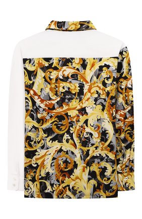 Детская хлопковая рубашка VERSACE белого цвета по цене 25150 руб., арт. 1000428/1A01345/8A-14A | Фото 2 Детская хлопковая рубашка VERSACE белого цвета, арт. 1000428/1A01345/8A-14A | Фото 2