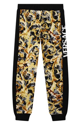Детские хлопковые джоггеры VERSACE разноцветного цвета по цене 22400 руб., арт. 1000442/1A01379/4A-6A | Фото 1 Детские хлопковые джоггеры VERSACE разноцветного цвета, арт. 1000442/1A01379/4A-6A | Фото 1