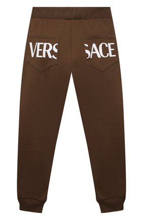 Детские хлопковые джоггеры VERSACE хаки цвета по цене 18100 руб., арт. 1001678/1A01322/8A-14A | Фото 2 Детские хлопковые джоггеры VERSACE хаки цвета, арт. 1001678/1A01322/8A-14A | Фото 2